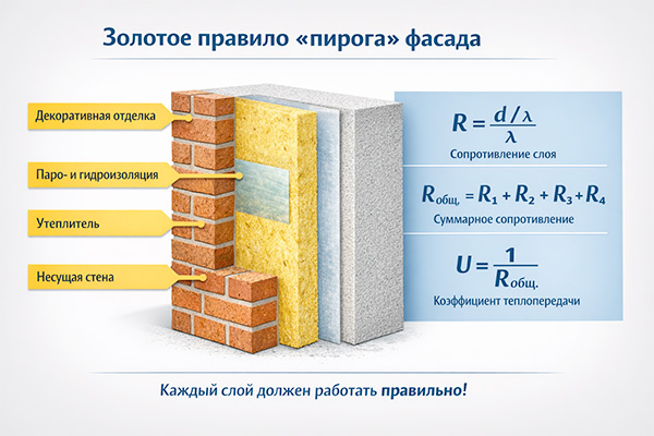 Слои фасада дома